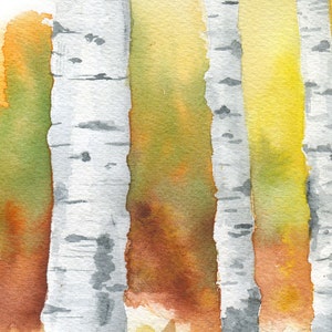 Birch Trees Watercolor Painting Giclee Fine Art Print Autumn Fall Decor UNFRAMED image 3