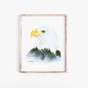 Eagle Watercolor Painting - 8 x 10 - Giclee Print - Reproduction - Bald Eagle - 8.5x11 UNFRAMED