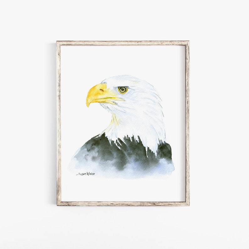 Eagle Watercolor Painting 8 x 10 Giclee Print Reproduction Bald Eagle 8.5x11 UNFRAMED image 1