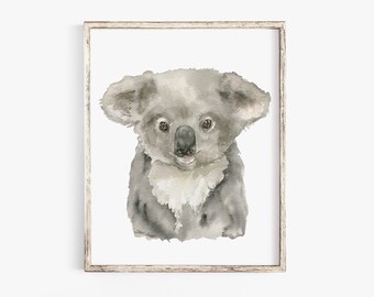 Koala Face Watercolor Poster Print UNFRAMED
