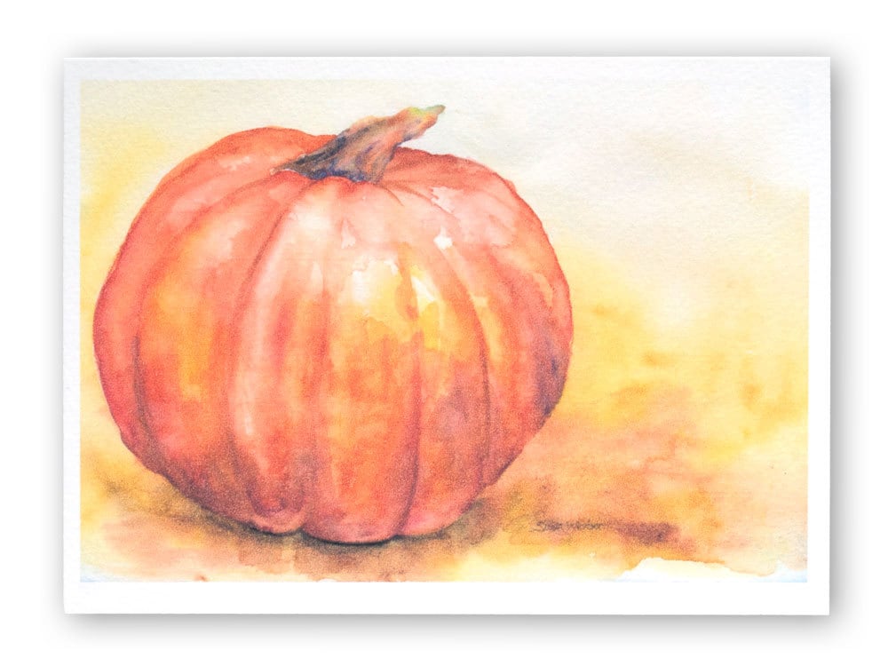 Watercolor Pumpkin Thanksgiving Fall Autumn Greeting Card 5"x7" - Etsy