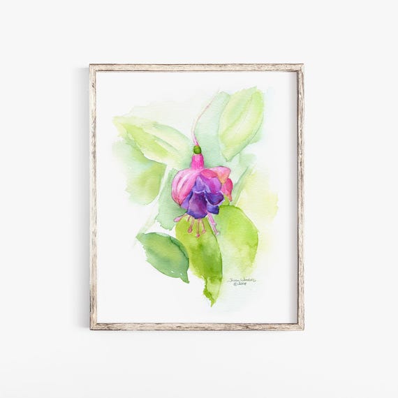 Fuchsia Flower Watercolor Painting Giclee Fine Art UNFRAMED - Etsy