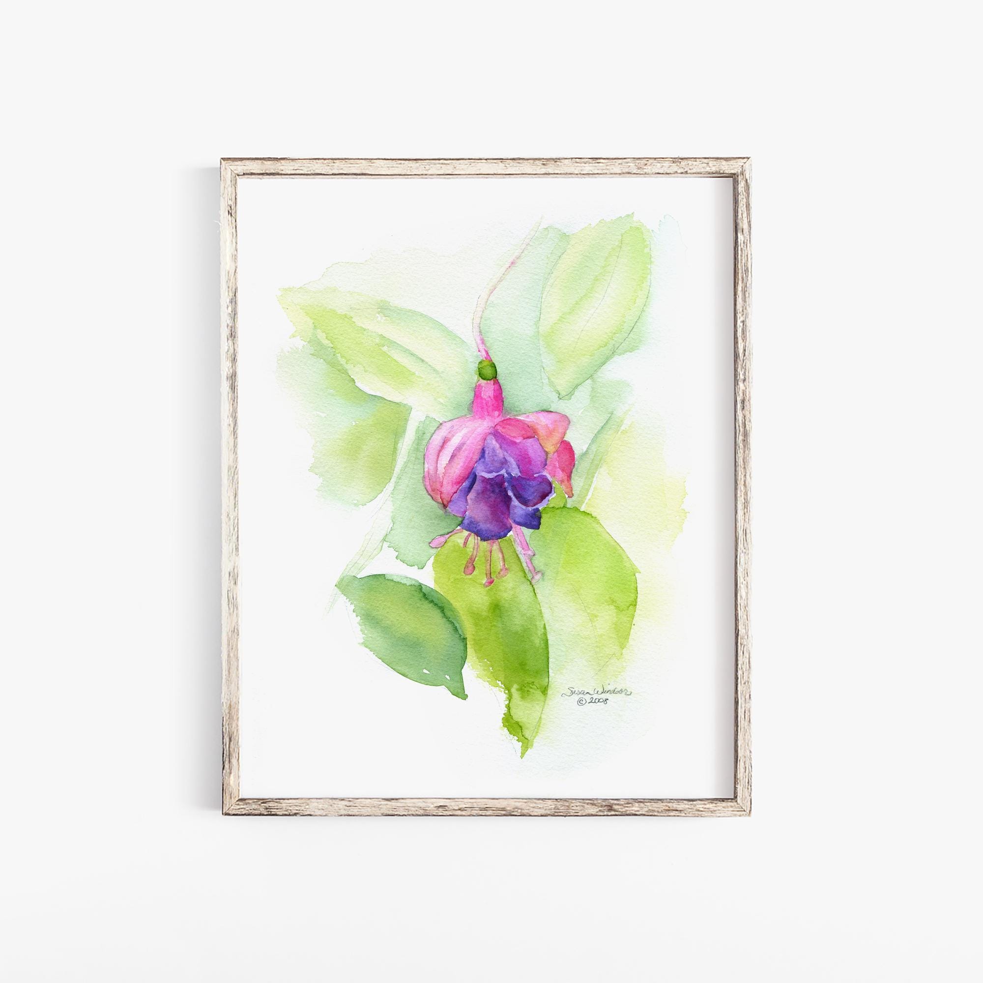 Fuchsia Flower Watercolor Painting Giclee Fine Art UNFRAMED - Etsy