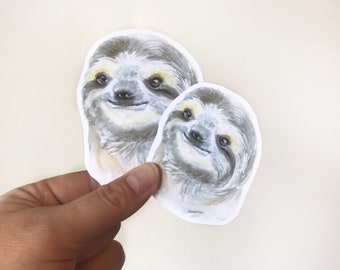Sloth Face Watercolor Vinyl Sticker - For Water Bottles Laptops
