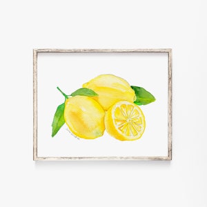 Lemons Watercolor Painting Fine Art Giclee Print - Landscape Orientation - UNFRAMED