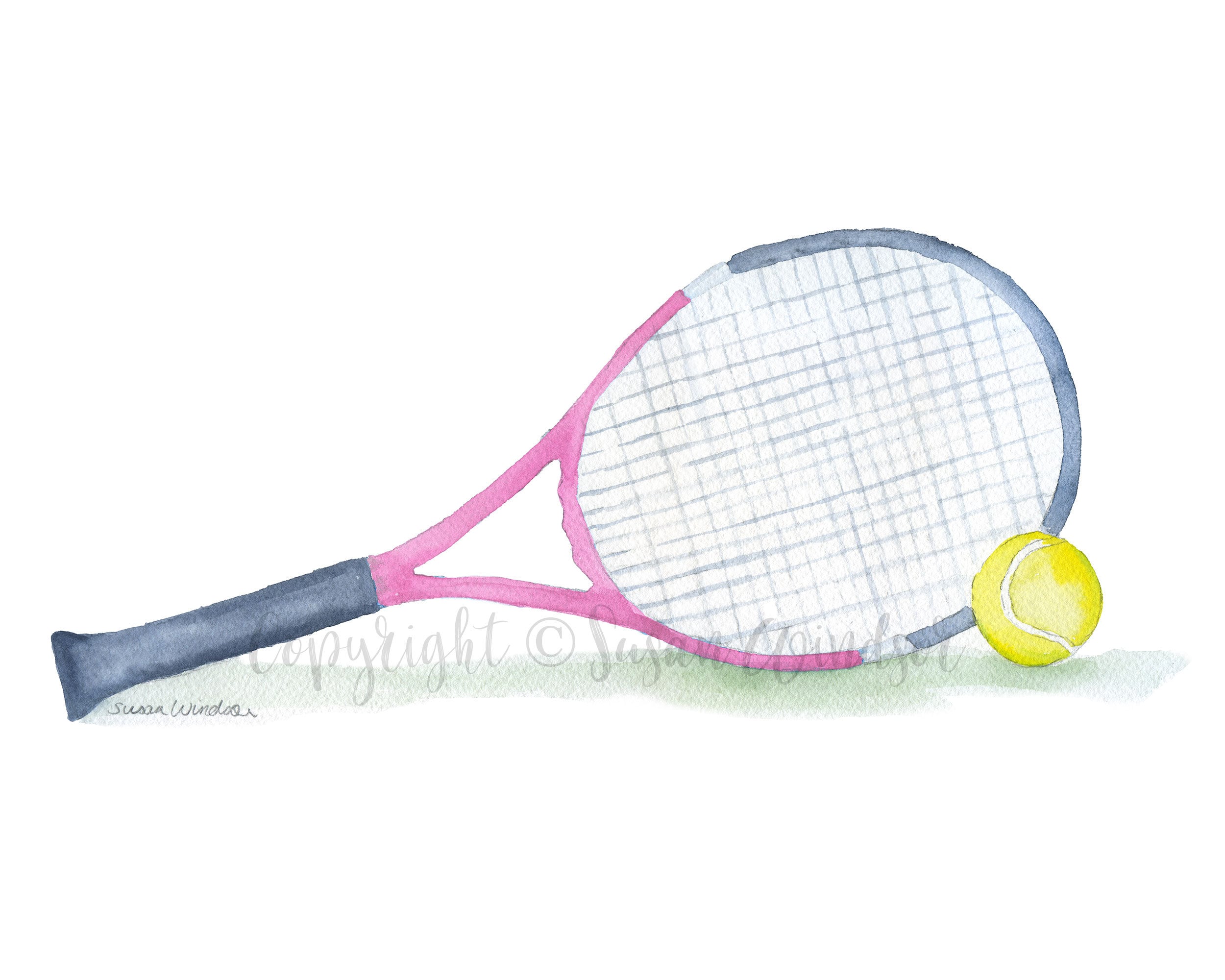 Tennis Ball and Racket Watercolor Painting Giclee Print Etsy