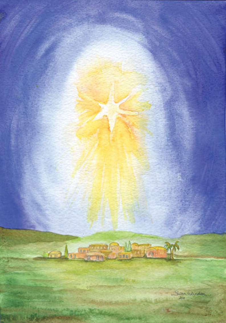 Christmas Cards Star Over Bethlehem Set of 10 Watercolor Christmas image 2