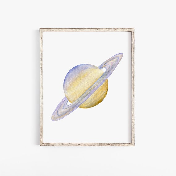 Acuarela Planeta Saturno Pintura Giclee Reproducción - Etsy México