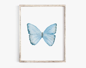 Blue Pastel Butterfly Watercolor Painting Giclee Art Print Unframed UNFRAMED