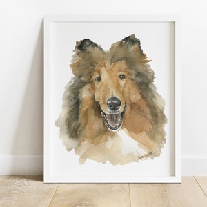 Collie Watercolor Painting Giclee Print Preproduction Reveille Portrait A&M UNFRAMED afbeelding 4