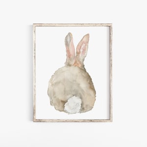 Cottontail Bunny Rabbit back Watercolor Painting Unframed