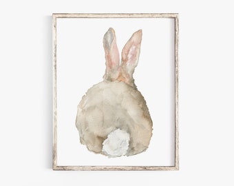 Cottontail Bunny Rabbit back Watercolor Painting Unframed