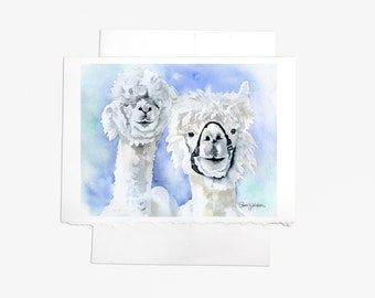 Alpaca Watercolor Painting Greeting Card - Blank 5x7