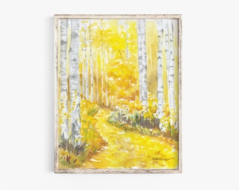 Aspen Trees Watercolor Painting - Giclee Fine Art Print - Autumn Fall UNFRAMED