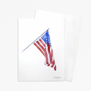 Amerikanische Flagge Aquarell Grußkarte - Blank 5x7