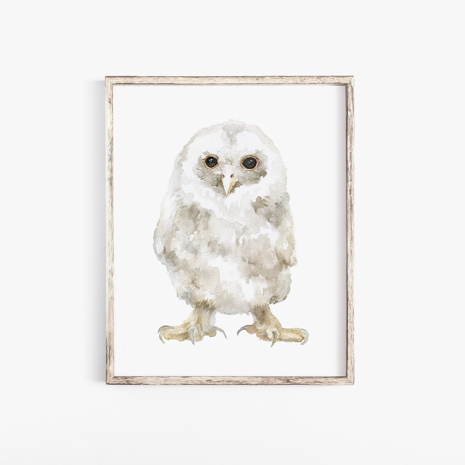 Baby Tawny Owl Watercolor Painting Giclee Print Woodland Animal Owl Painting - Nursery Art Print Unf