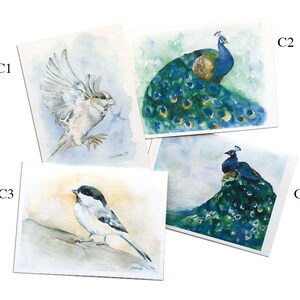 Watercolor Bird Greeting Cards Set of 5 5 x 7 Mix and Match Watercolor painting image 3