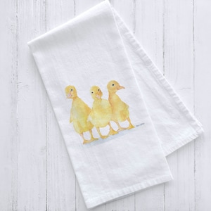 Ducklings Watercolor Flour Sack Tea Towel