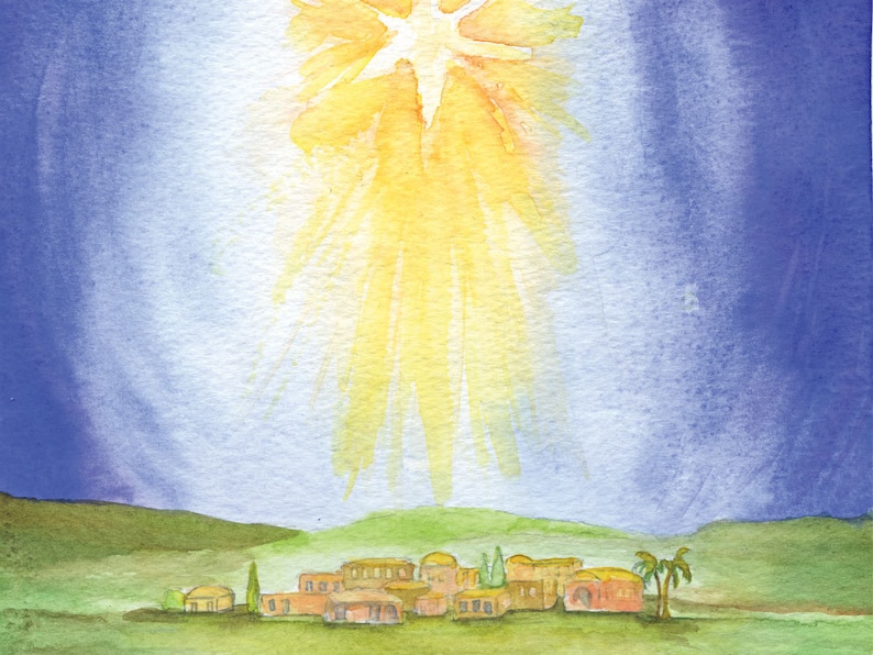 Christmas Cards Star Over Bethlehem Set of 10 Watercolor Christmas Bild 3