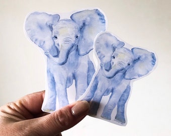 Baby Elephant Watercolor Vinyl Sticker - For Water Bottles and Laptops