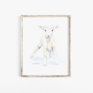Lamb Watercolor Painting Giclee Print Fine Art Nursery Print UNFRAMED