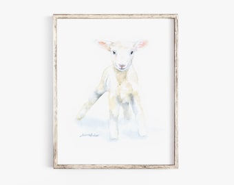 Lamb Watercolor Painting Giclee Print Fine Art Nursery Print UNFRAMED