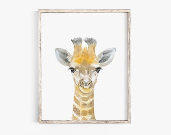 Bébé girafe peinture aquarelle impression jet d'encre Reproduction animal d'Afrique - décoration murale art chambre d'enfant sans cadre