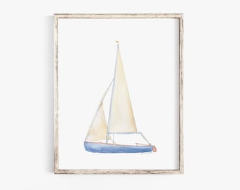 Żaglówka 1 Akwarela Duży plakat Fine Art Print NIEOPRAWIONY