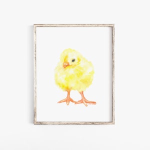 Baby Chick Watercolor Painting Fine Art Print Giclee Print 8 x 10 / 8.5 x 11 - Chicken Farm Animal Art UNFRAMED
