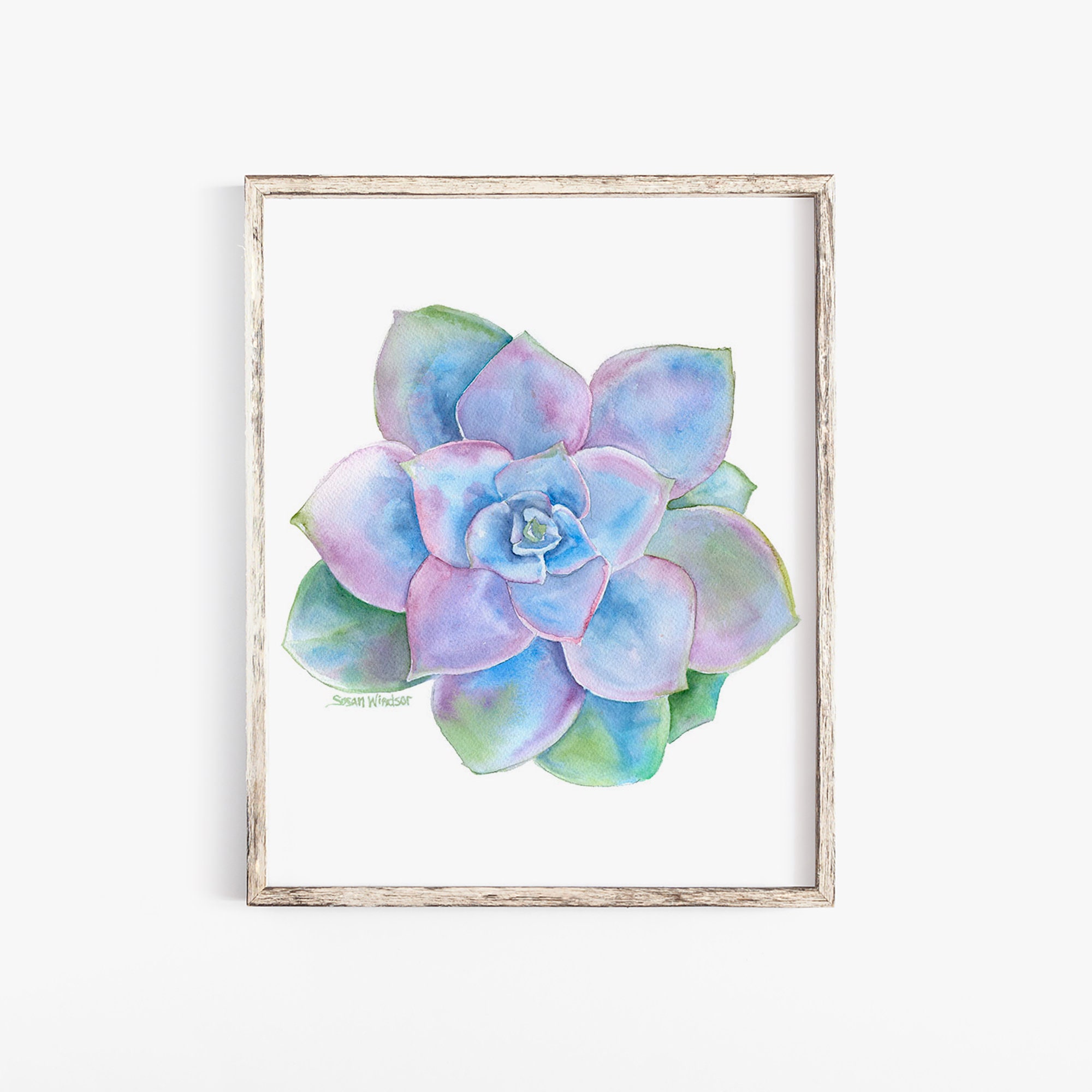 Blue Succulent Watercolor Painting Giclee Print | Etsy