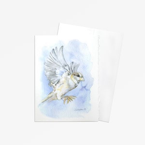 Sparrow Watercolor Greeting Card - Blank Encouragement Card 5x7