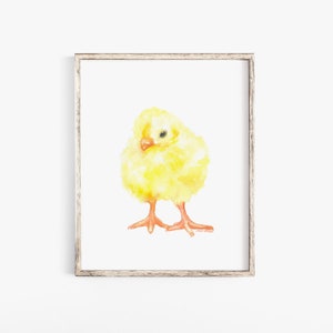 Baby Chick Watercolor Painting- 5 x 7 - Nursery Art - Giclee Print Reproduction - Farm Animals Artwork UNFRAMED