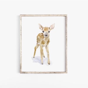 Deer Fawn 2 Watercolor Painting Fine Art Large Print Unframed