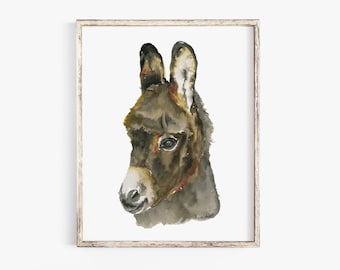 Baby Donkey Watercolor Painting Giclee Print Fine Art Print UNFRAMED