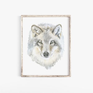 Grey Wolf Watercolor Painting Fine Art Giclee Reproduction Woodland Animal Art Print Unframed image 1
