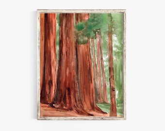 Sequoia National Park Watercolor Fine Art Print Large Poster - UNFRAMED UNFRAMED