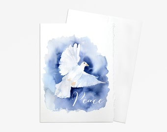 Peace Dove Watercolor Painting Christmas Cards Set of 10