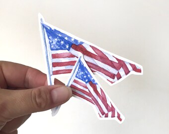 American Flag Watercolor Vinyl Sticker - Pour bouteilles d’eau et ordinateurs portables