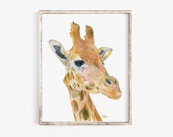 Giraffe Watercolor Painting Giclee Print Reproduction African Animal - Nursery Art UNFRAMED
