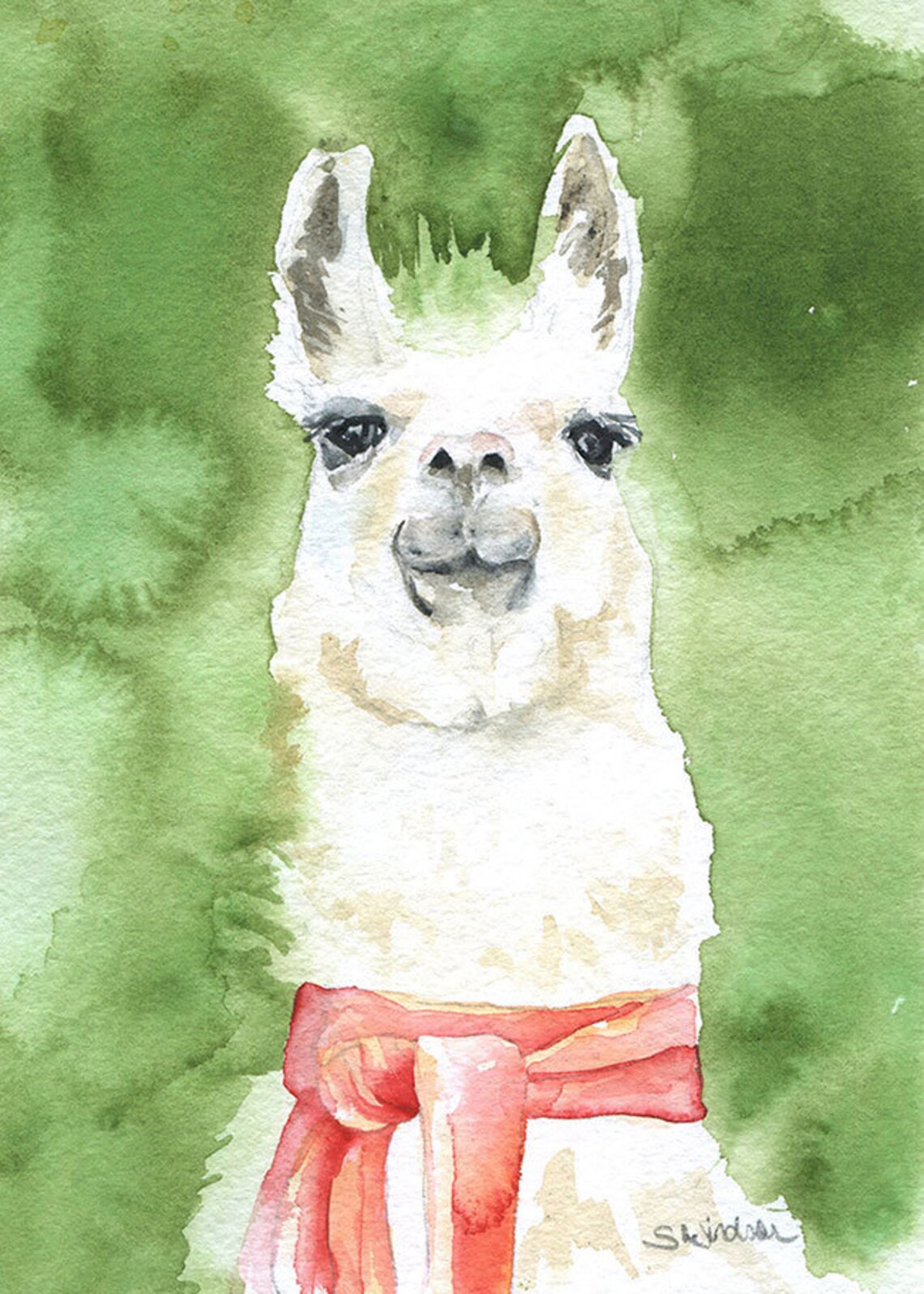 Llama Watercolor Painting Fine Art Print 5 X 7 - Etsy