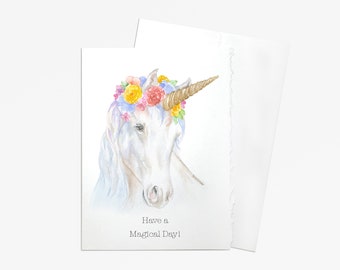 Unicorn Greeting Card - Have a Magical Day - Cute Animal Card