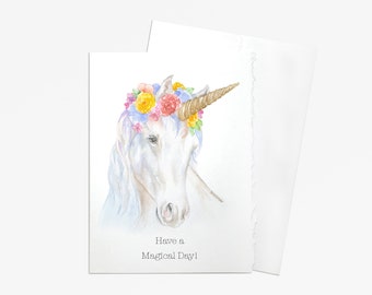 Carte de salutation de licorne - ayez un jour magique - carte mignonne d'animal