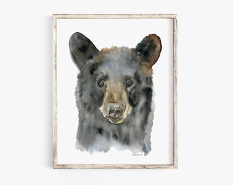 Black Bear Watercolor Painting Giclee Print Fine Art Print Unframed