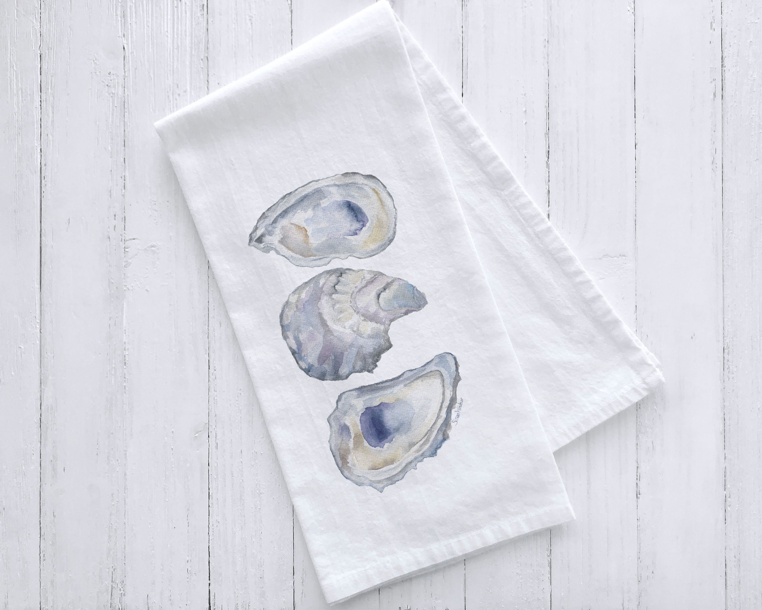 Seaside Beach Dish Towels Seashells with Slogans 15”x25” 2/Pk