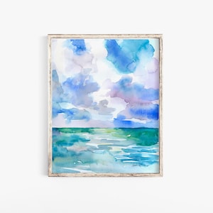 Abstract Ocean Watercolor Painting Fine Art Print UNFRAMED