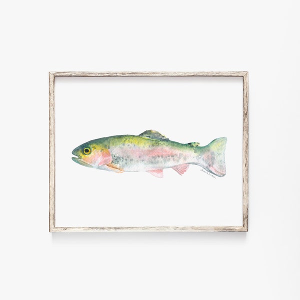 Rainbow Trout Watercolor Print - Fishing Art - Fisherman Painting - Fish Unframed