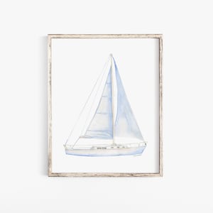 Segelboot 3 Aquarell Große Poster Fine Art Print UNGERAHMT