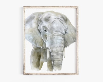 Elephant Watercolor Painting Print - Giclee Reproduction Fine Art Print - African Animal UNFRAMED