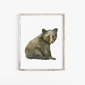 Black Bear Cub 2 Watercolor Large Poster Art Print Unframed