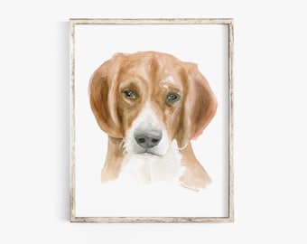 Beagle Watercolor Painting - 4 x 6 - Giclee Fine Art Print - Puppy Dog Portrait UNFRAMED